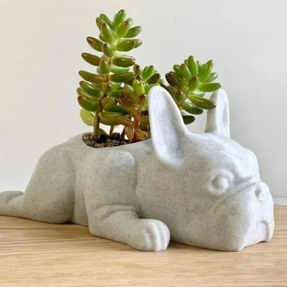 French Bulldog Succulent Planter Flowerpot Puppy Dog Statue Flower Pot Resin Ornament for Home Office Garden Desktop Shelf Decor