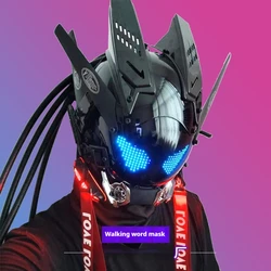 Cyberpop Punk Mask Light Up Rolling Subtitles Screen Mask Cos Mech Technology Sense Mobile Phone Control Helmet Role Play Gift