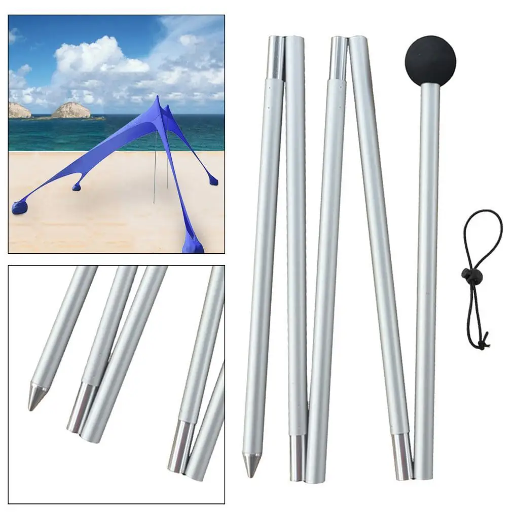 Tent Poles Tent Rods Camping Bracket Awning Support Pole Foldable for Canopy 5 Sections Tarp Pole