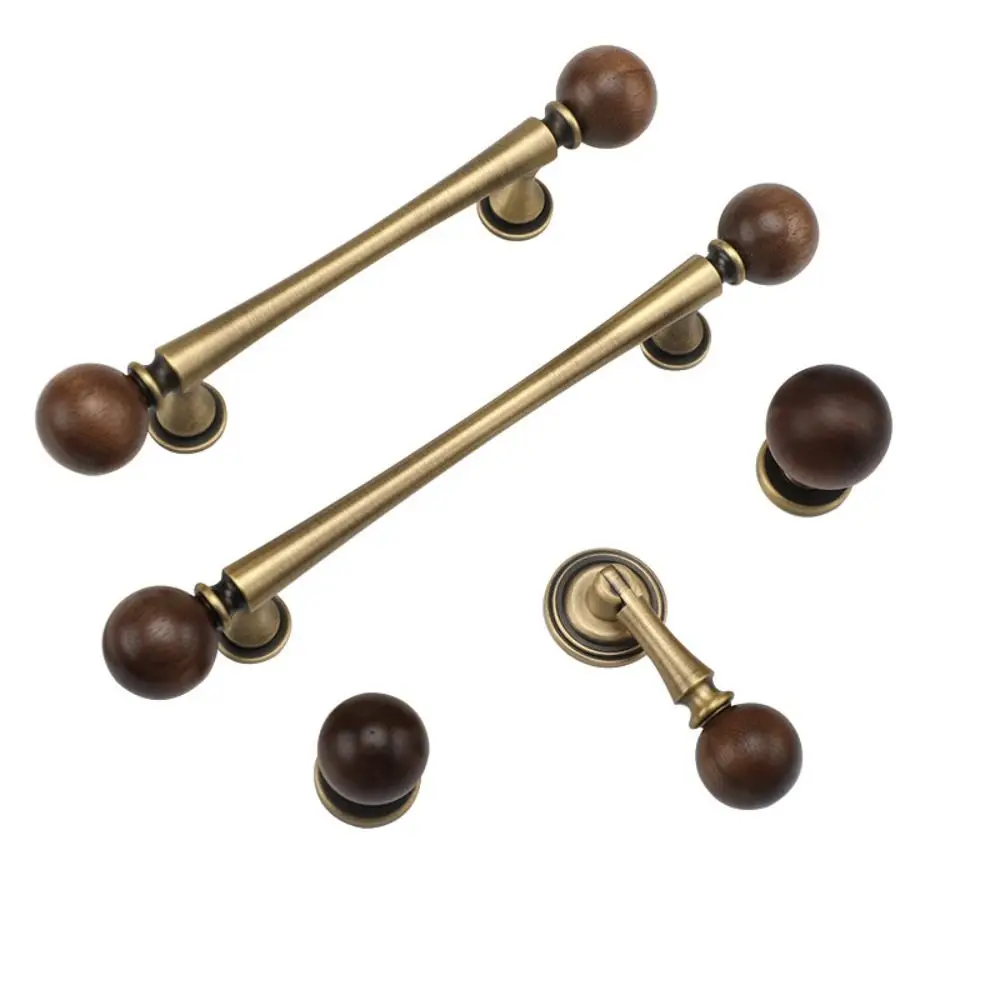

Brass Brass Cabinet Handles Walnut Vintage Design Walnut Knobs European Style Luxury Wardrobe Door Handles Kitchen Cupboard