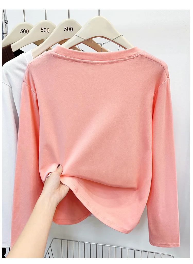 Neues Langarm-Vielseitigkeits-T-Shirt für Damen, Frühling Herbst 2026, O-Ausschnitt, Einfarbig, Basis-Layer-Oberteil, Damenkleidung, Y2k T-Shirt – Detail 16