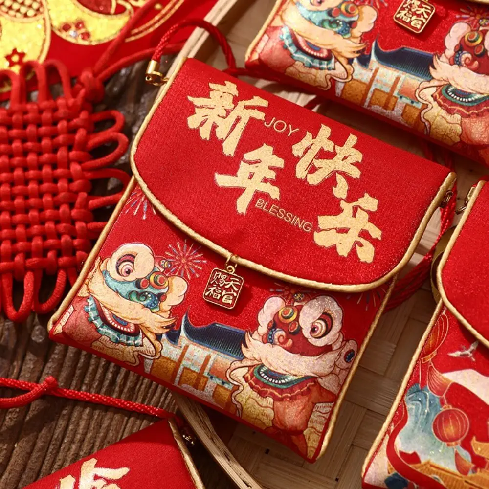 Traditional New Year Red Envelopes Hongbao Blessing Chinese Lucky Money Bag Cloth Good Lucky Red Packets Bonus