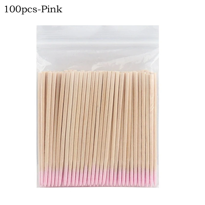 100/300/500 Stuks Wegwerp Hout Wattenstaafje Dubbele Hoofd Lippenstift Oor Wattenstaafjes Wimper Schoonmaken Wattenstaafjes manicure Schoonheid Levert
