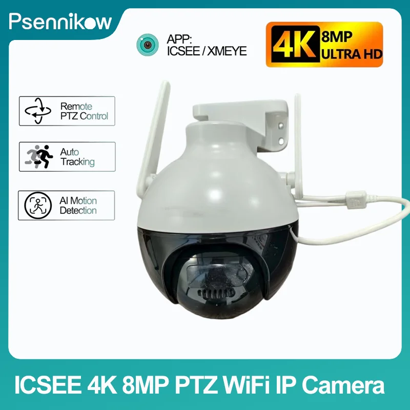 4MP Security CCTV Camera ICSEE 4K 8MP PTZ WiFi IP Camera AI Human Detection Two-Way Waterproof Audio Video Surveillance