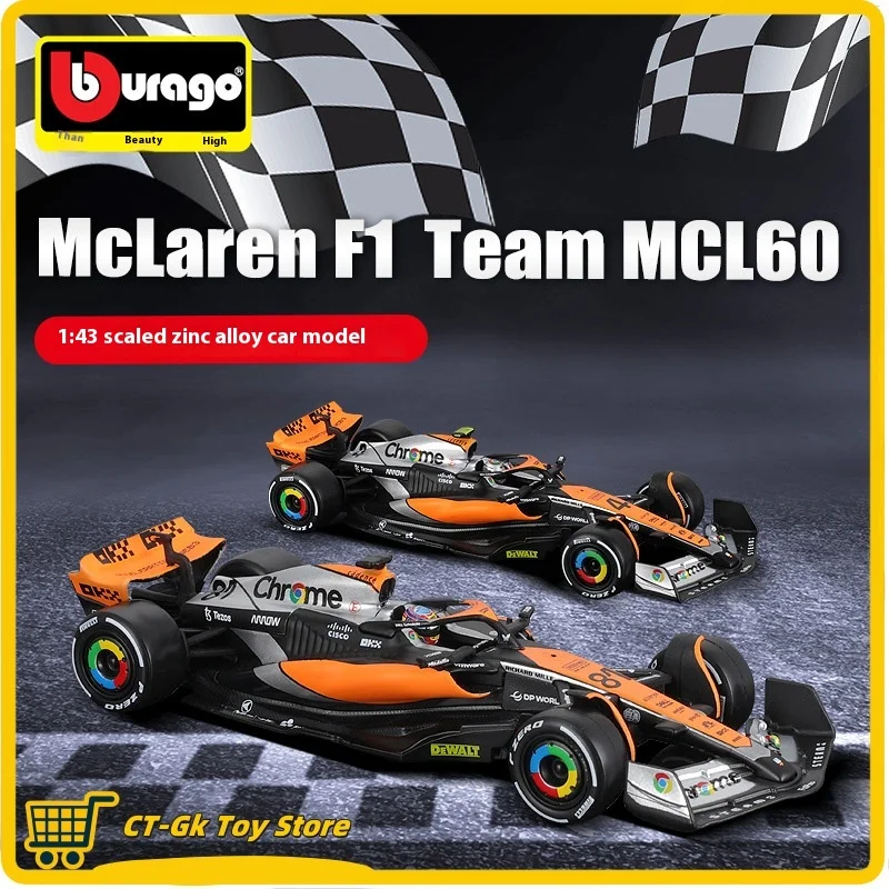 Bburago F1 1:43 Racing Model Car Mcl60 Mclaren 2023 Simulation Alloy Model Car Collection Ornament Gifts Desktop Decorate Toys