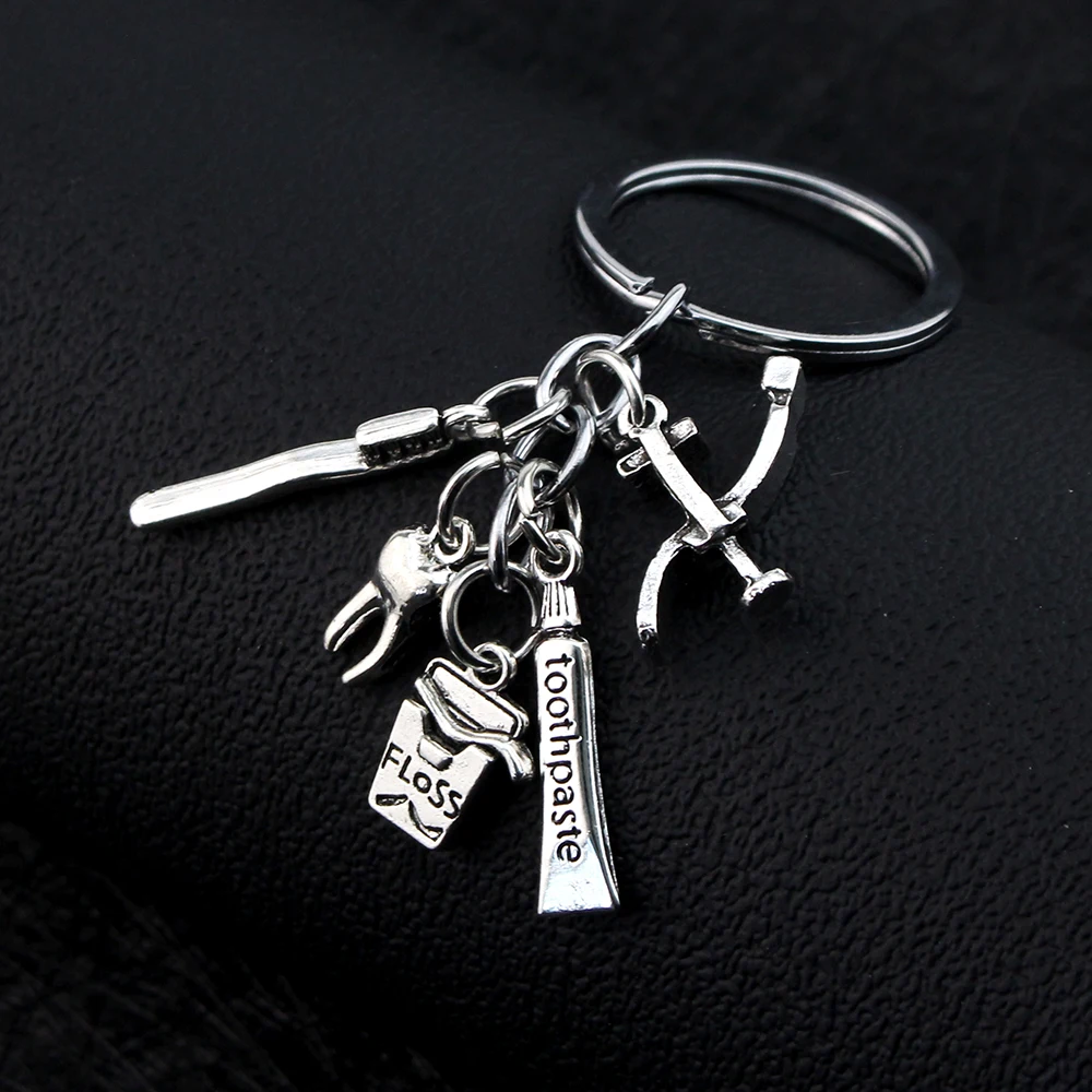 Creative Keychain Teeth Health Toothbrush Toothpaste Key Rings Appeal To Care For Dental Doctor Dentist Family Jewelry