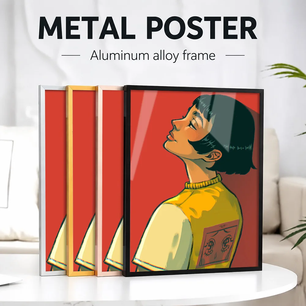 Comics Framed Metal Print Customized Photo Dramatic Character Style Wall Art For Living Room And Office Graphic Novel Fan Gift
