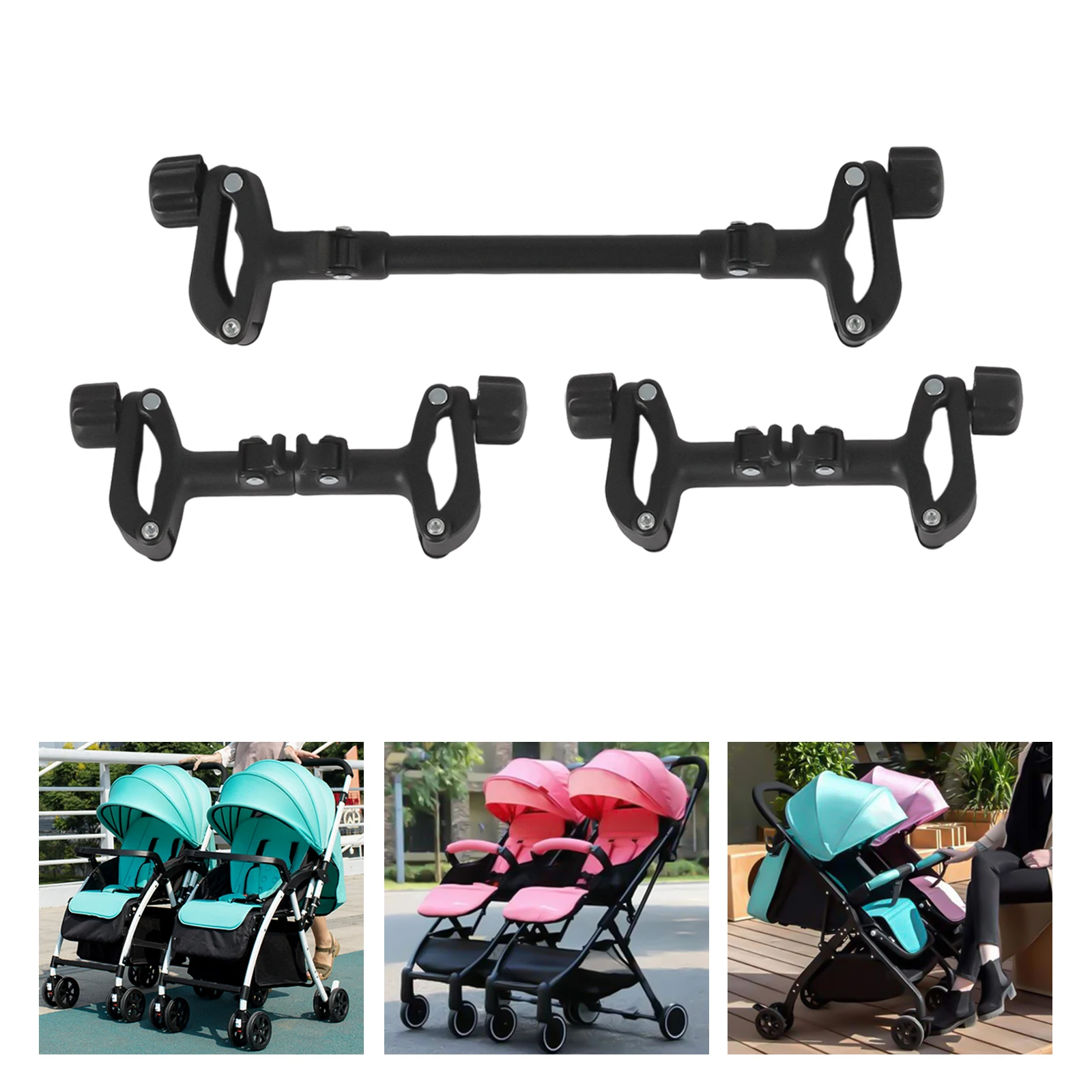 Pushchair Connector Adjustable 3-Piece Twin Plug Connectors Component Outdoor Aluminium Newborn