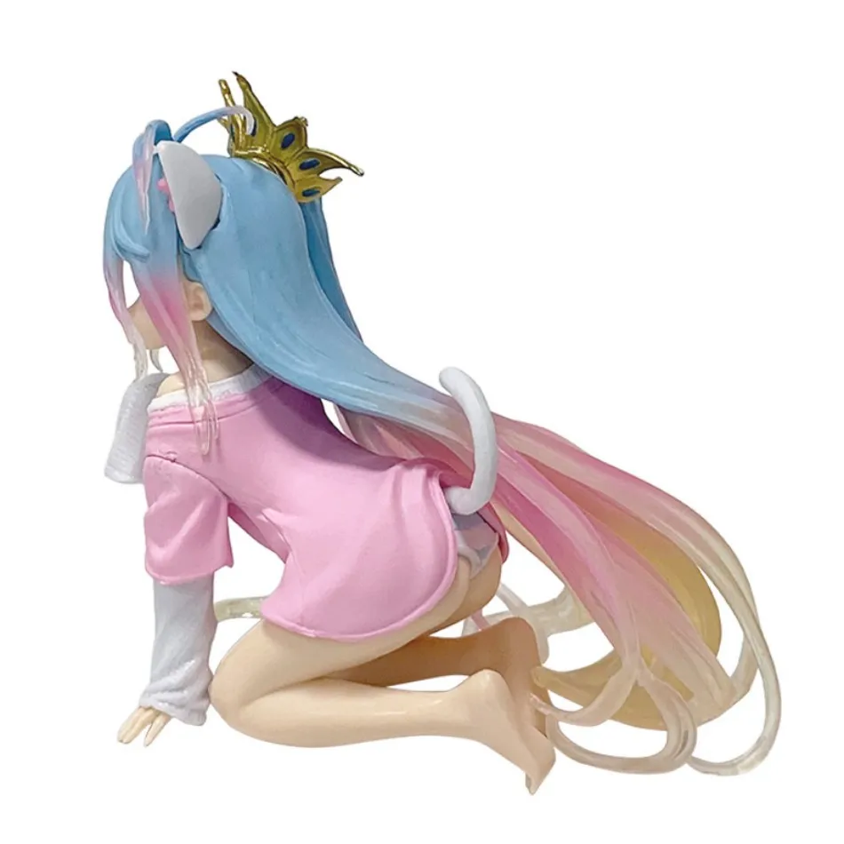 Em estoque anime sem jogo sem vida: zero shiro desktop bonito figura branca para orelha de gato camiseta 10cm modelo brinquedo figura ornamentos presente