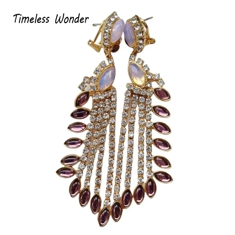 Timeless Wonder Fancy Zircon Geo Tassel Button Earrings for Women Designer Jewelry Trendy Ins Rare Cute Vintage Mix 2264