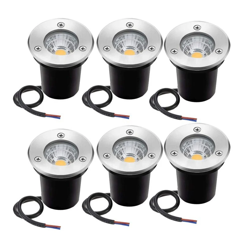

6 Pack Led Garden Underground Lamps 5W 10W 12W Recessed Garden Path Spot Disk Light Garden Decor Warm White IP67 Waterproof