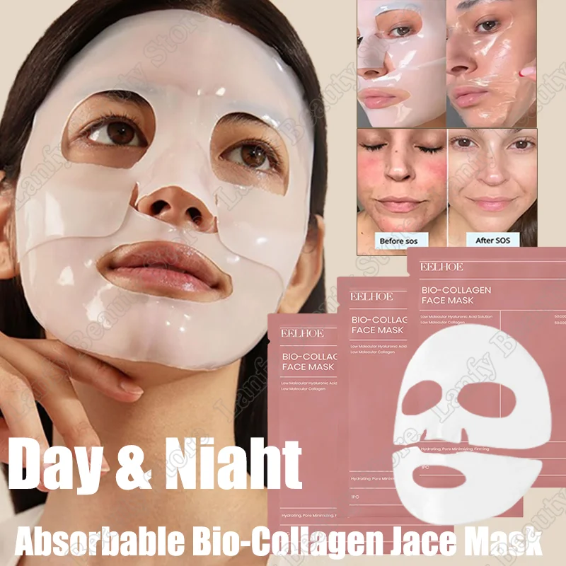 

1/5/10PCs Bio Collagen Face Mask Shrink Pores Deep Hydrating Overnight Mask Moisturizing Refreshing Brightening Face Skin Care