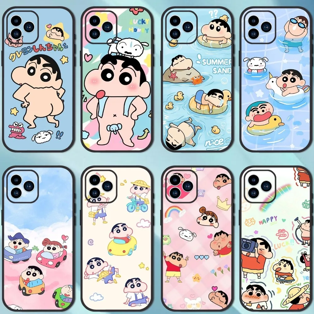 Cartoon C-Crayon S-Shin-chan Phone Case For iPhone 13 12 11 14 15 Pro XS Max XR X 8 7 6S 6 Plus Soft Back case