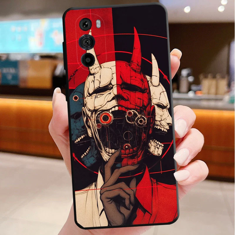 

Japanese Oni Mask Devil Art Phone Case For Motorola Edge 50 40 Pro 60 50 40 30 Ultra Neo Fusion Moto G Play G Stylus G Power G