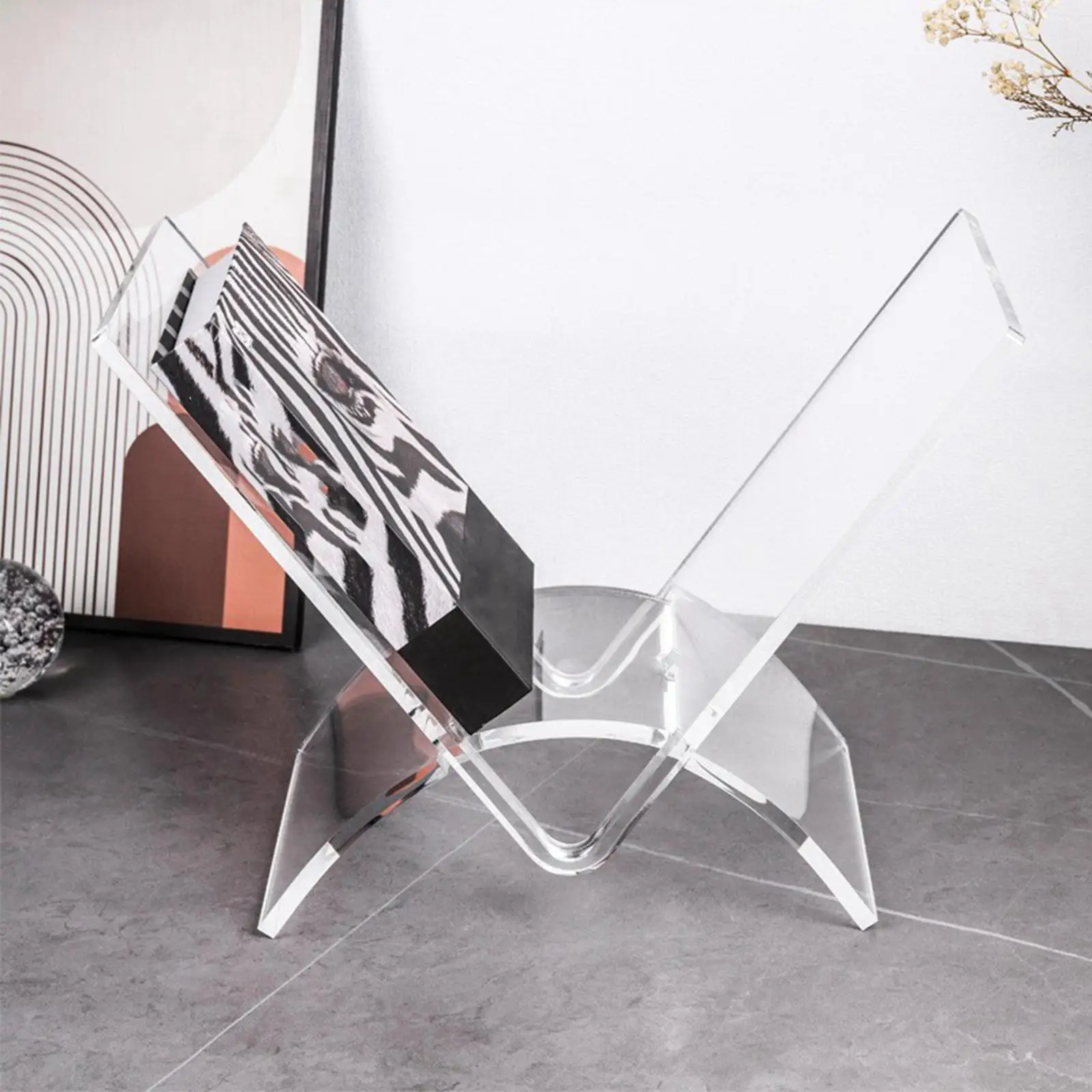 Magazine Display Rack Clear Acrylic Cookbook Holder for Tabletop Tablet Home