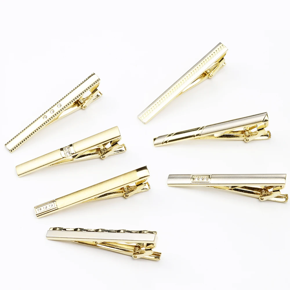 Nuevo Clip de corbata de Metal dorado para hombre, accesorios de negocios para fiesta de boda, Material de acero inoxidable cromado brillante, hebilla de joyería, Clip de corbata