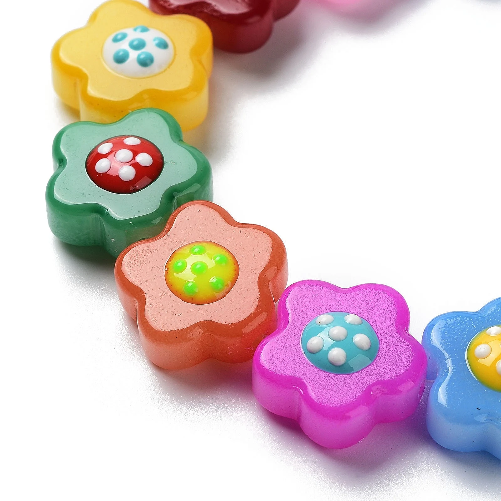 About 25pcs/Strand Glass Enamel Flower Beads Strands Colorful Loose Spacer Bead for DIY Craft Earring Necklace Jewelry Making