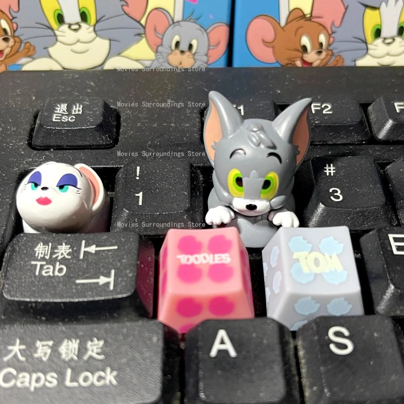

Оригинальный аниме-мультфильм Том Джерри, колпачок для клавиш, слепая коробка, милая модель декомпрессии, подходит для поперечной оси, механическая клавиатура, подарок для фанатов