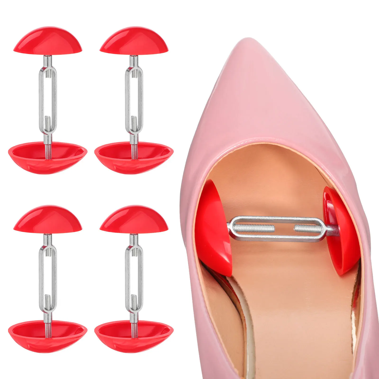 

4Pcs Shoe Stretcher Set Expandable Shoe Trees Red Mini Stretchers for Comfortable Wear Shape Retention Easy to Clean