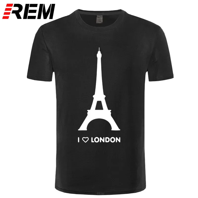 tee I Love London T shirt Eiffel Tower Funny Design Fashion Tshirt Homme Cotton Soft Hipster Camiseta Size