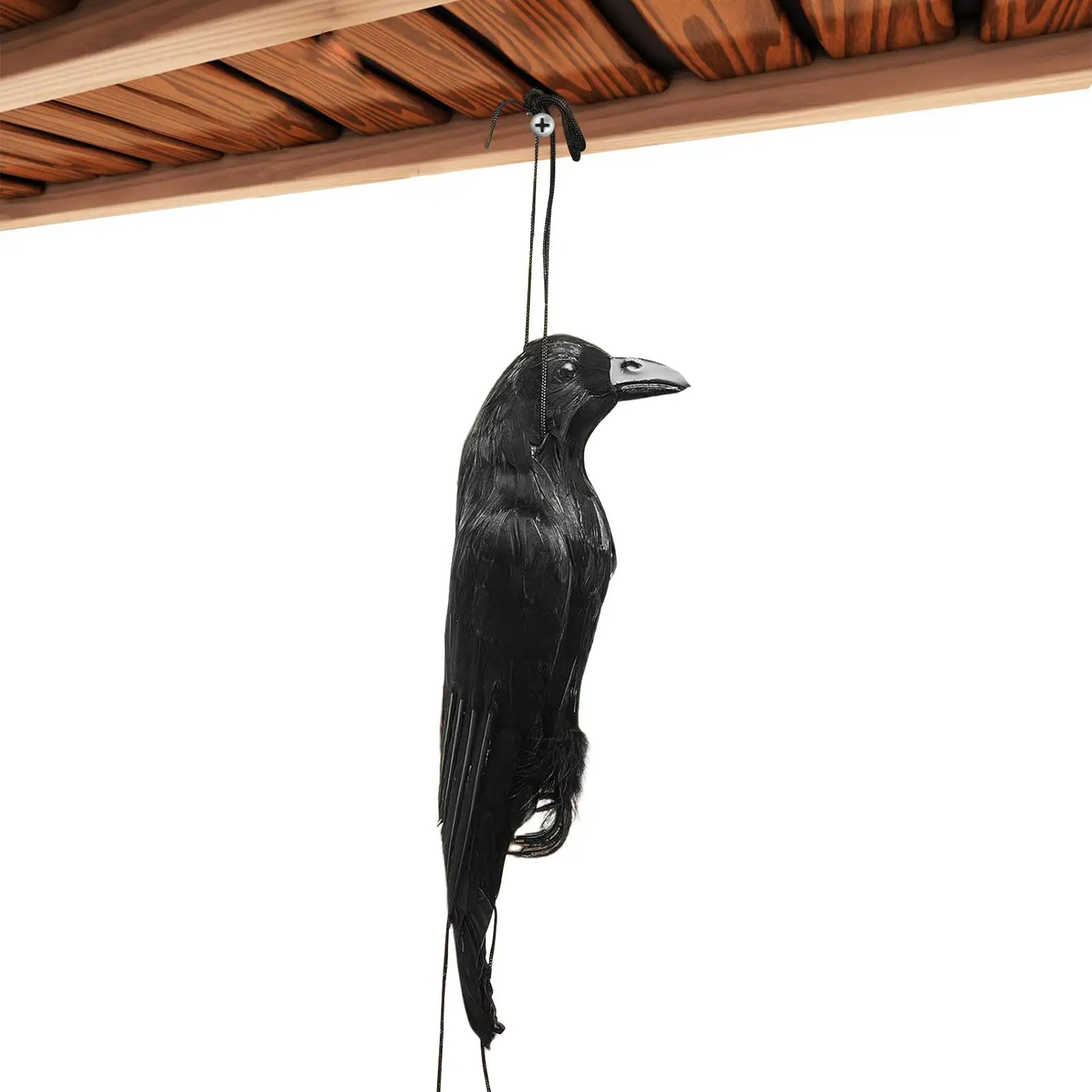 Simulation Crow Statue Life-Sized Realistic Crow Statue Decorative Halloween Animal Bird Figurine For Porch Yard Garden Outdoors