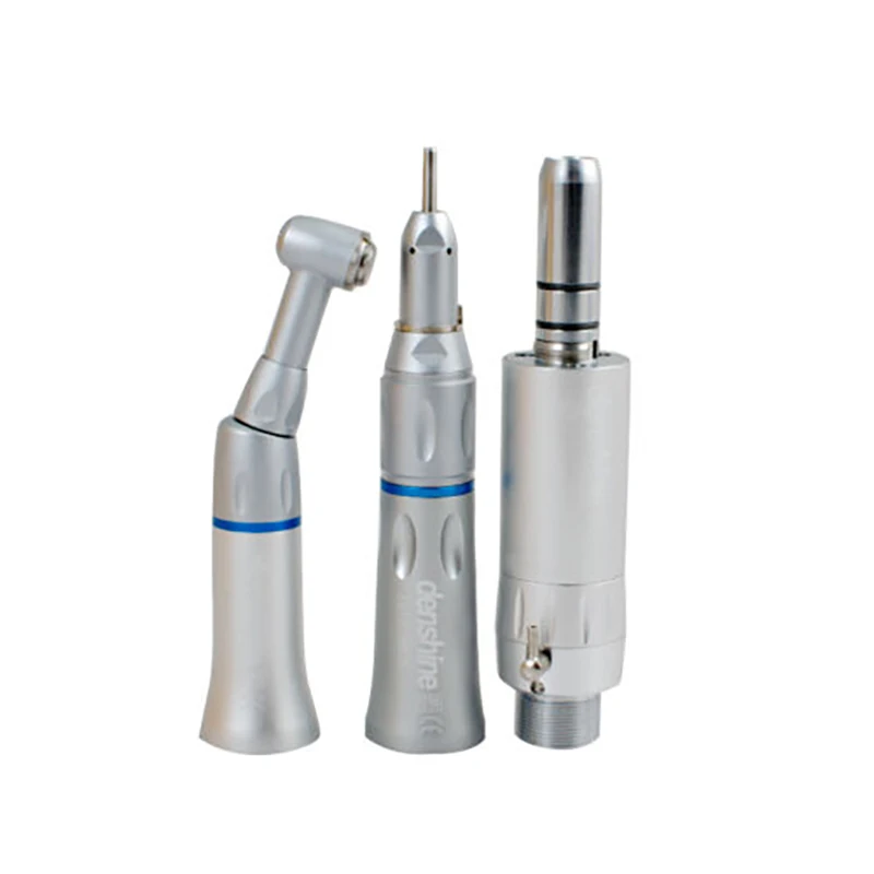 Denshine Complete Low Speed Handpiece Dental Push Button 2 Hole Contra Angle E-type Air Motor Kit