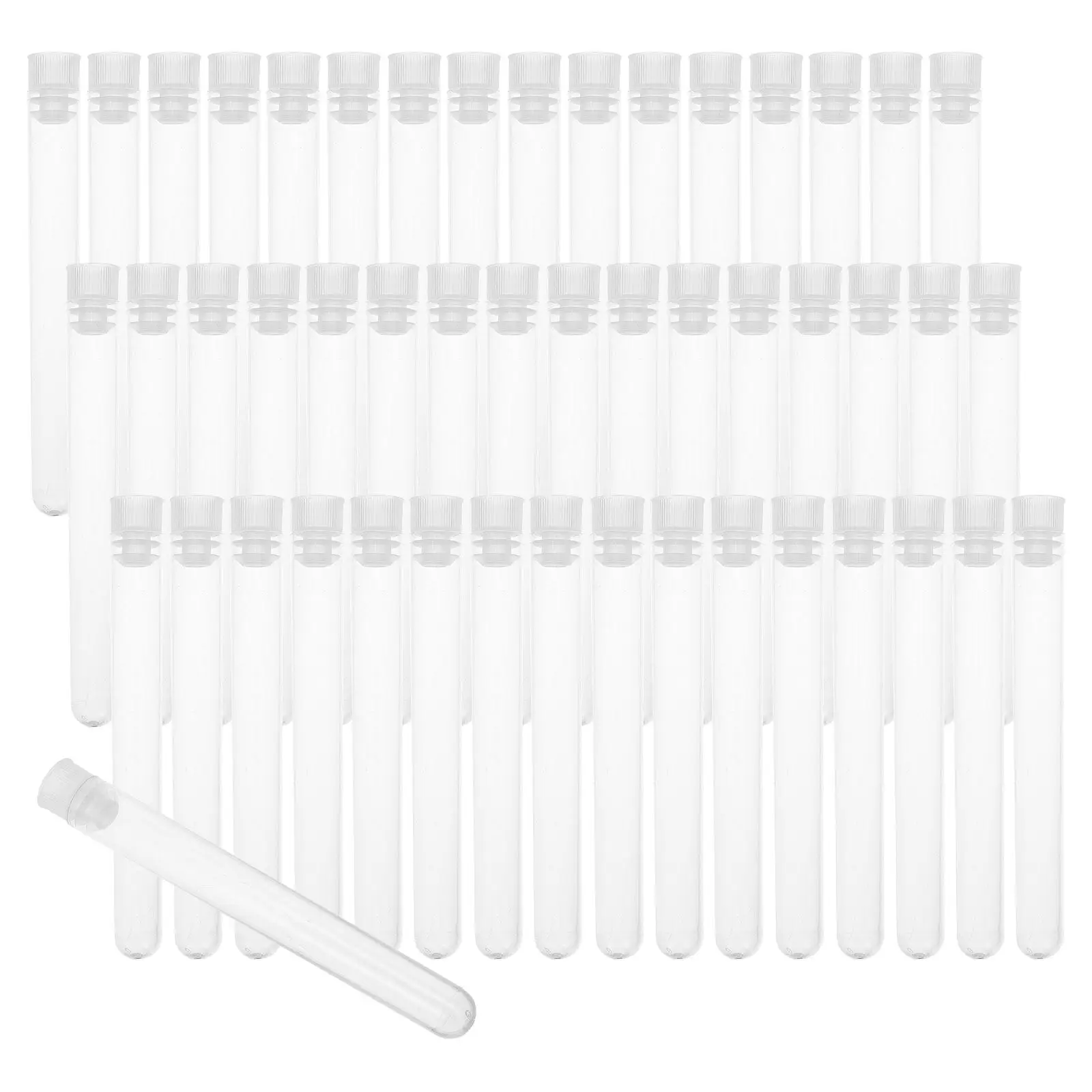 50Pcs Disposable Sample Test Tubes Plastic Clear Scientific Laboratory Storage Tubes Liquid Solid Sealing Anti-Leakage Portable