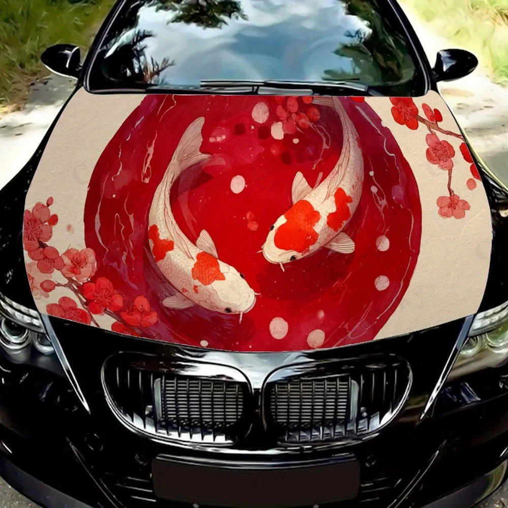 

Koi Fish Art,Car Hood Decal, Self-Adhesive Waterproof PVC Car hood Sticker,Car Decoration Scratch Resistant Sticker Protection,