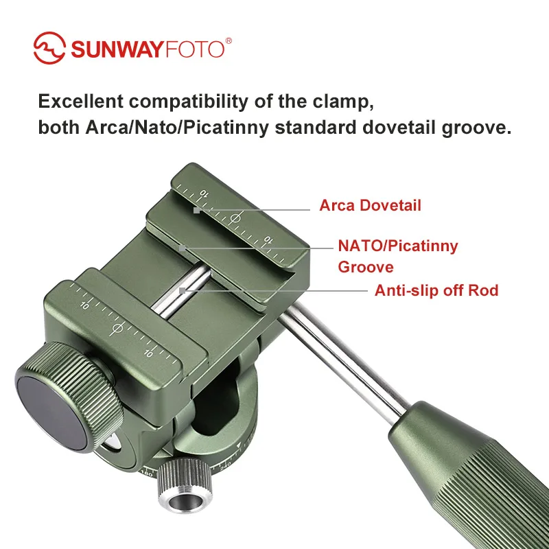 SUNWAYFOTO PH-01G is One 2 Way Pan Tilt Head with Handle Dedicated to Spotting Scopes.