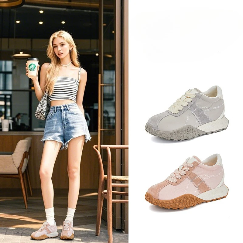 

Suede Inner Height Increase 3cm Forrest Gump Shoes Women's New Platform Retro Color Matching Sports Sneakers Fashion