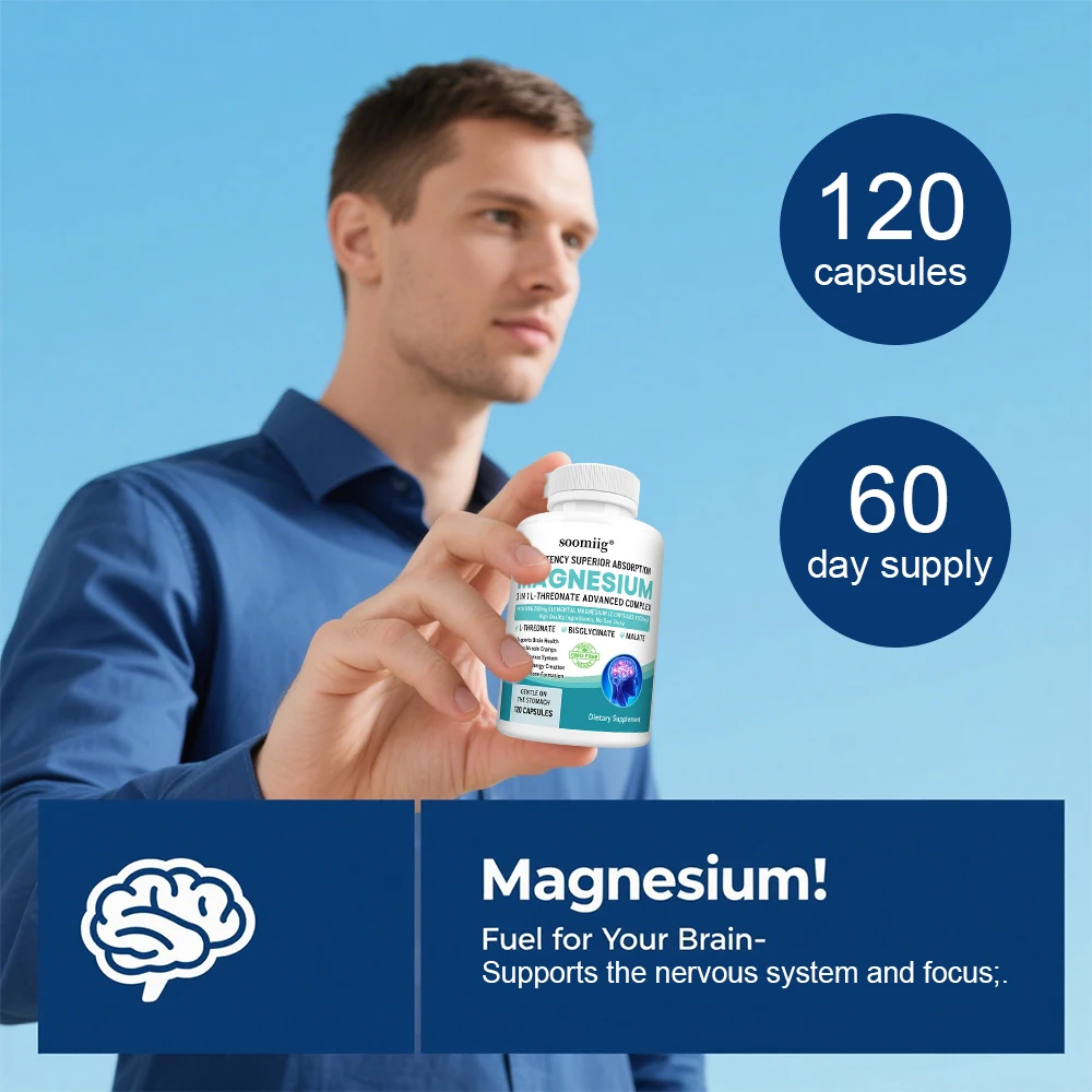 3 في 1 - ثريونات المغنيسيوم L، الجليسينات، مالات، صحة الدماغ، دعم النوم، مناعة معززة، عملية التمثيل الغذائي في الطاقة