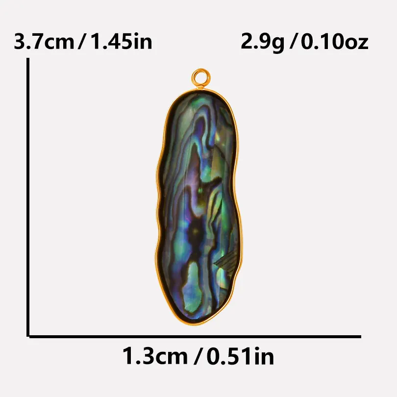 3pcs Abalone Shell Charm Round Rectangle Pendants