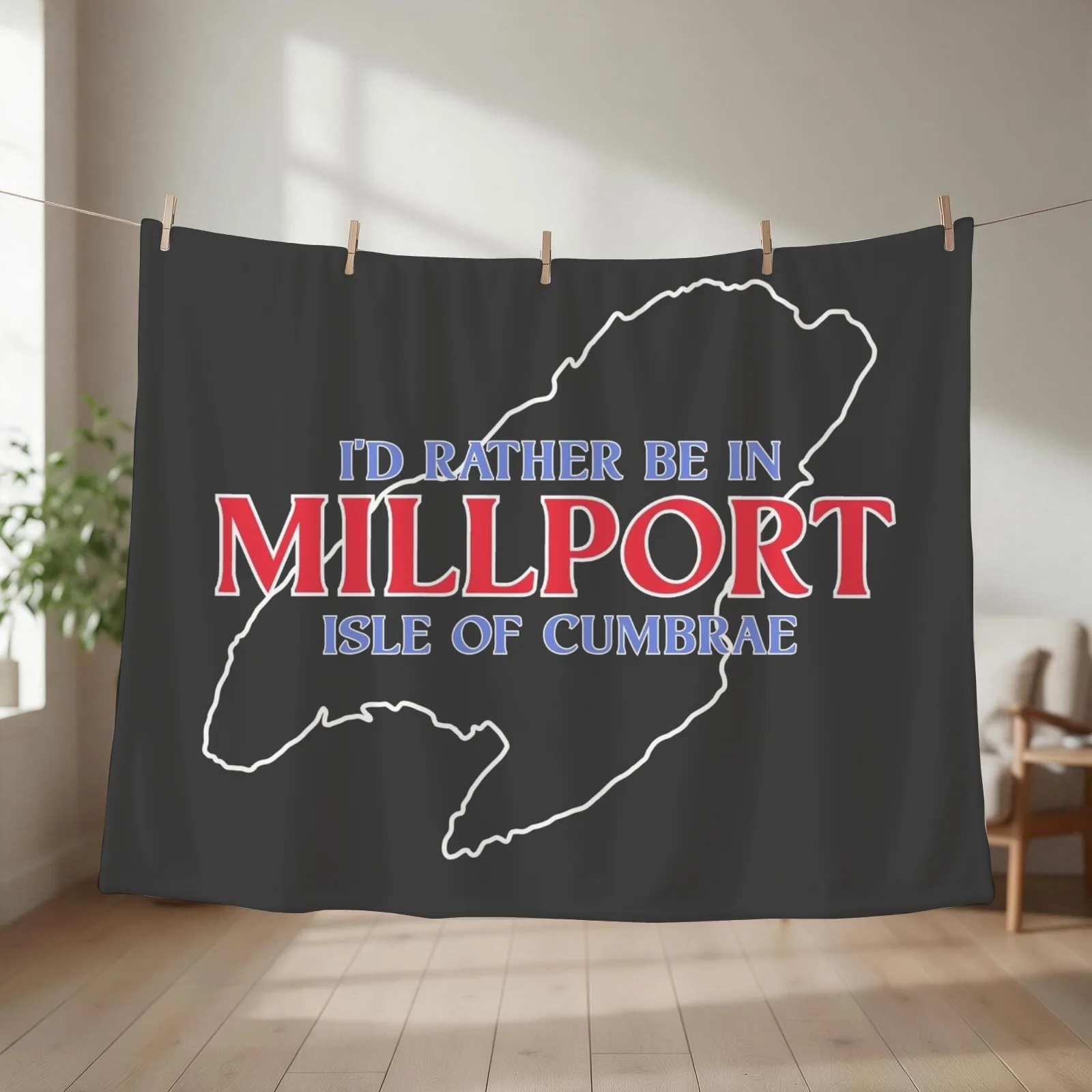I'd Rather be in Millport Throw Blanket couch cozy soft plush fuzzy picnic outdoor blanket