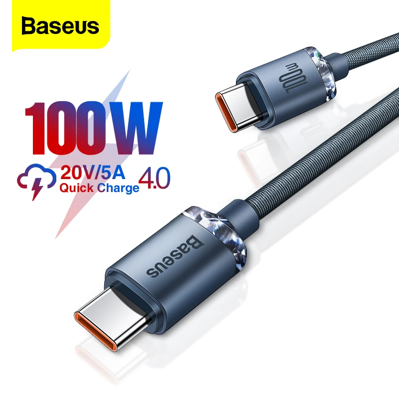 Baseus PD 100W USB C to Type C Cable Quick Charge 4.0 QC3.0 Fast Charging Charger Cable For Macbook Pro Xiaomi POCO Data Cord