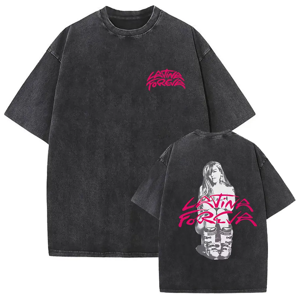 

Karol G Tropicoqueta Latina Foreva 2025 Album Merch washed vntage t-shirt Men Women Fashion oversized t shirts male summer tops