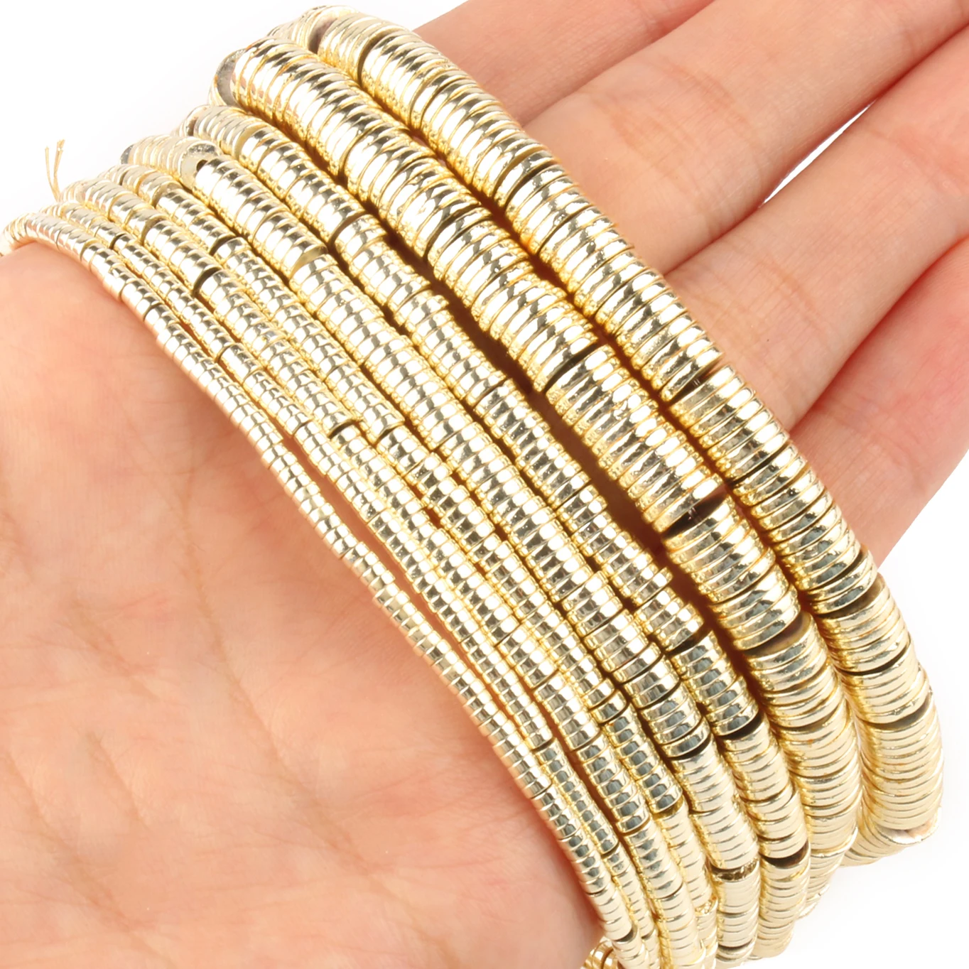 2/3/4/6mm Natural Gold Plated Hematite Beads Rondelle Beads Flat Round Disc Loose Spacer Beads For Necklace Earring Bracelet Diy