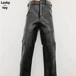 Black 1/6 Scale Men's Pu Pants Leather Trousers Model for 12in Male Soldier Action Figure PH TBL JIAOUL Doll Body