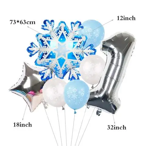 

Snowflake Number Foil Balloons Winter Xmas Theme Birthday Party Decoration Supplies For Home Christmas Decor Helium Globos Set 1