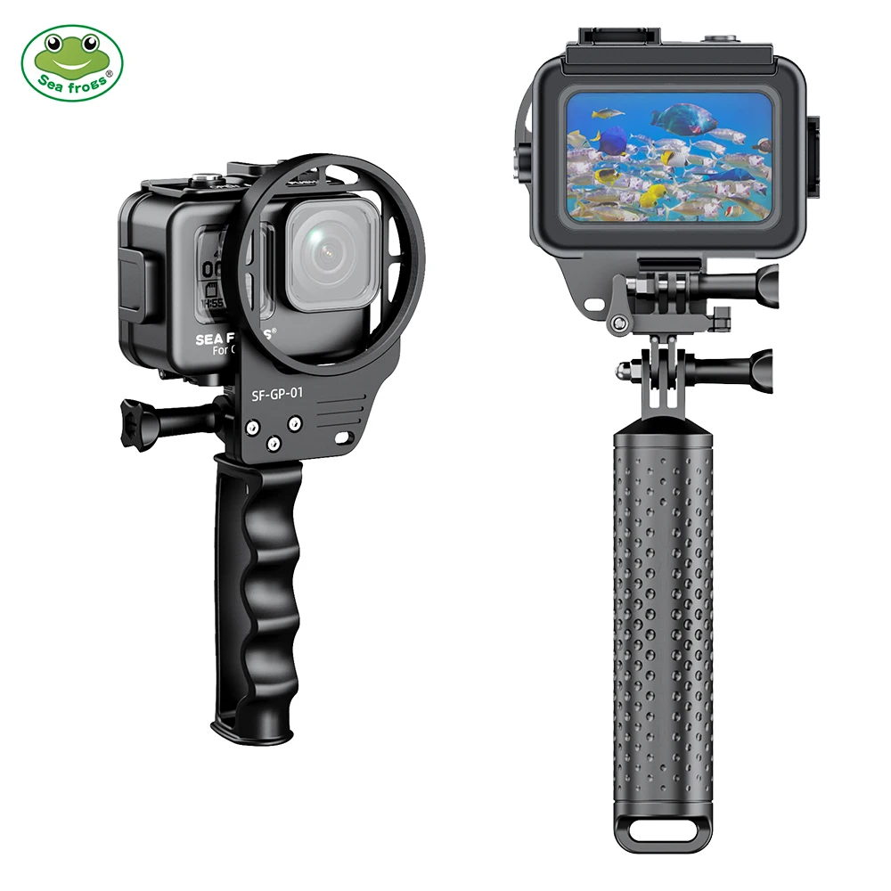 Seafrogs SF15003 60m Aluminum Waterproof Housing for Gopro 9 10 11 12 13 with Filter Frame & Handle