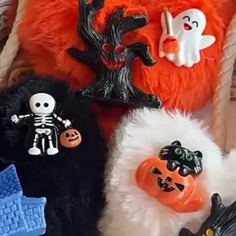 Spooky Heart Stuffed Keyring Lanyard Phone Strap Plush Halloween Bag Ornament Backpack Decoration Girly Gift