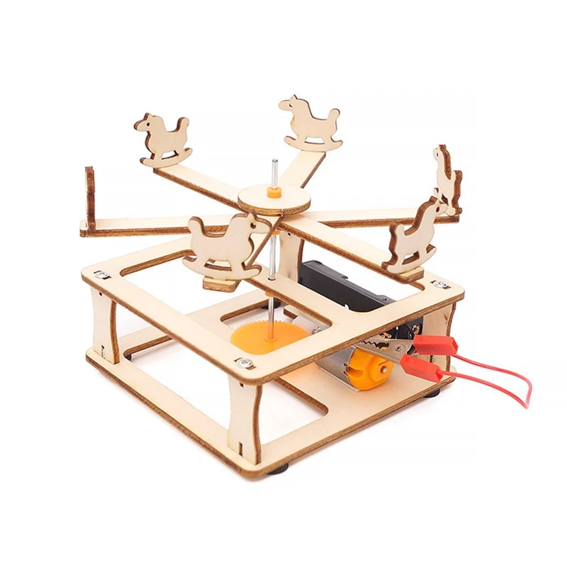 Carrusel DIY juego de ciencia rompecabezas de madera Kit de experimento de tecnología artesanal para estudiantes regalo para niños fácil de instalar fácil de usar