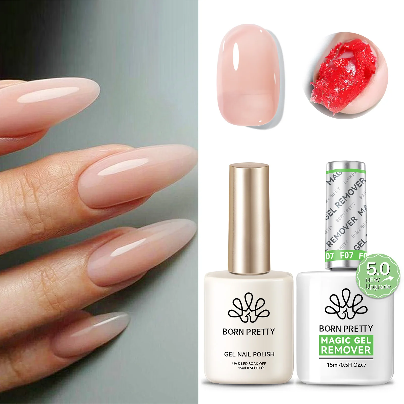 BORN PRETTY Magic Remover เจลเล็บชุด Bulider เจล Cuticle Oil ได้เร็วขึ้นทําความสะอาดเล็บไฟล์บัฟเฟอร์ปลอดภัยเล็บเครื่องมือ 15ml