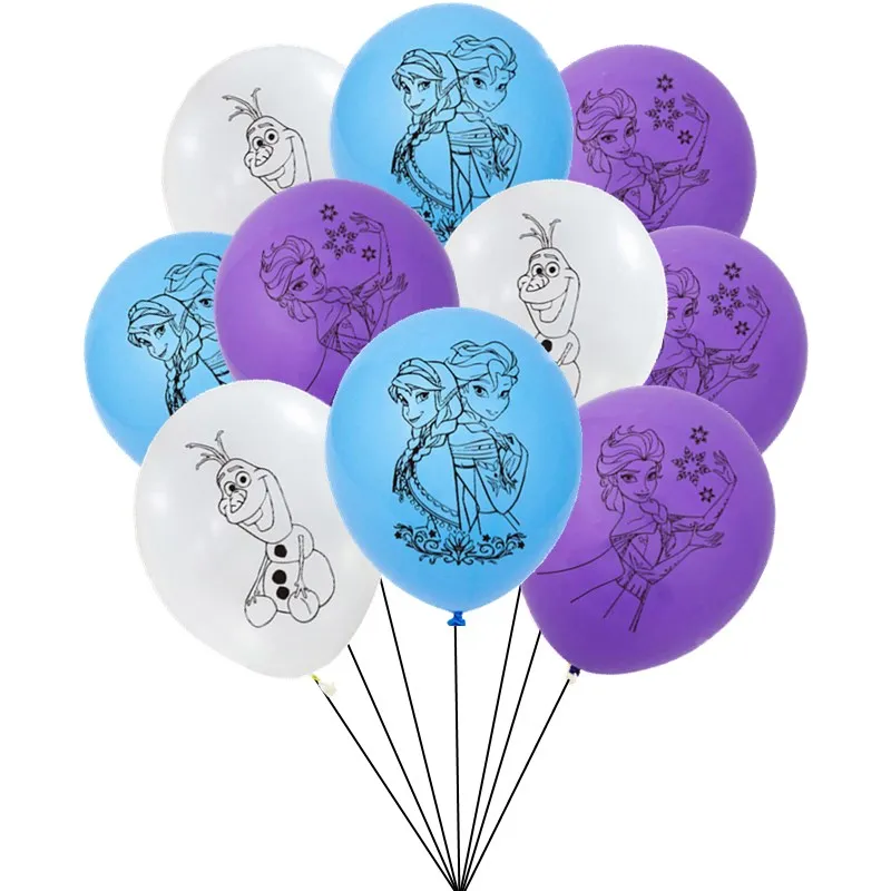 10pcs Frozen Theme Snow Queen 12 Inch Latex Balloons Girls Birthday Party Decorations Toys For Kid Baby Shower Party Supplies