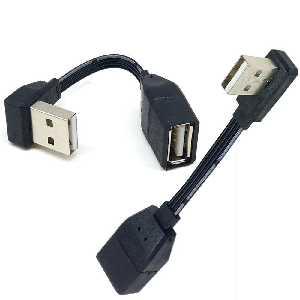 Cabo de dados USB com macho para fêmea com orelha, cotovelo 2.0, cabo de dados com parafuso buraco, pode ser fixo, 5cm-1m