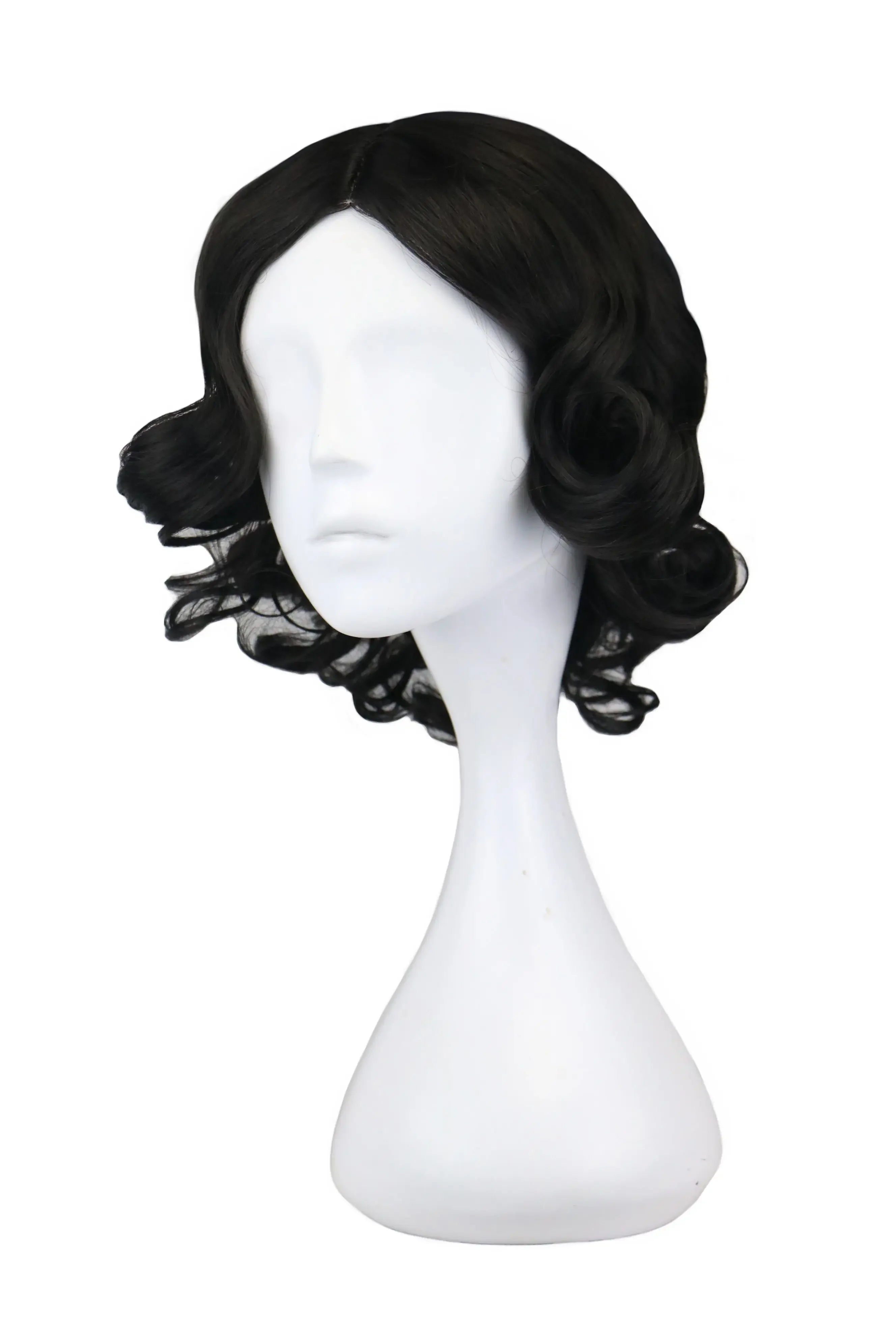 Peluca de princesa rizada corta negra para niñas, princesa Blancanieves, pelucas de Cosplay para niñas y mujeres, pelucas para disfraz de Halloween, fiesta para mujeres