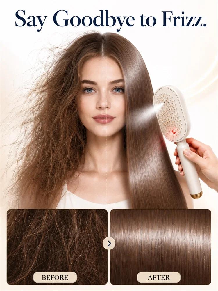 Electric Spray Hair Brush  Anti-Frizz Detangling, Scalp Massage, Wet & Dry Use, Portable, Fast Charge, for All Hair Types