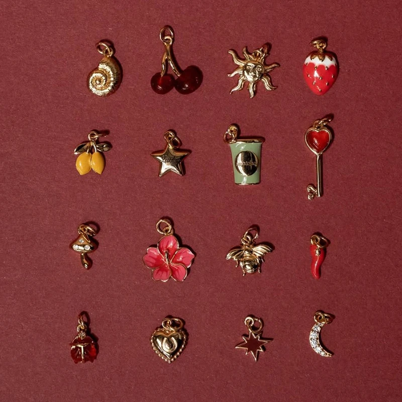 

10 шт., разноцветная чашка из нержавеющей стали, клубничная подвеска в форме любви для изготовления ювелирных изделий, ожерелье, браслет, аксессуары