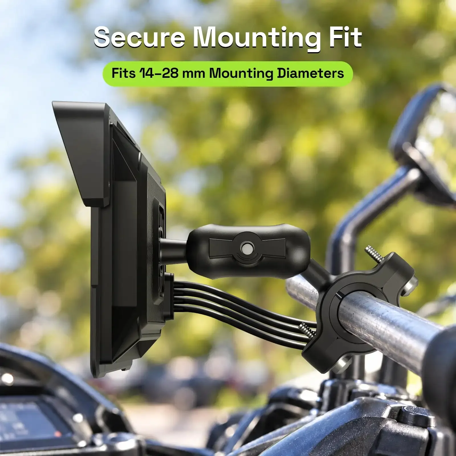 Aoocci D7B 7" Motorcycle Smart Display Wireless CarPlay Android Auto Dual 2K Dash Cam 10Hz GPS AI Visual Radar TPMS IP67 view 5