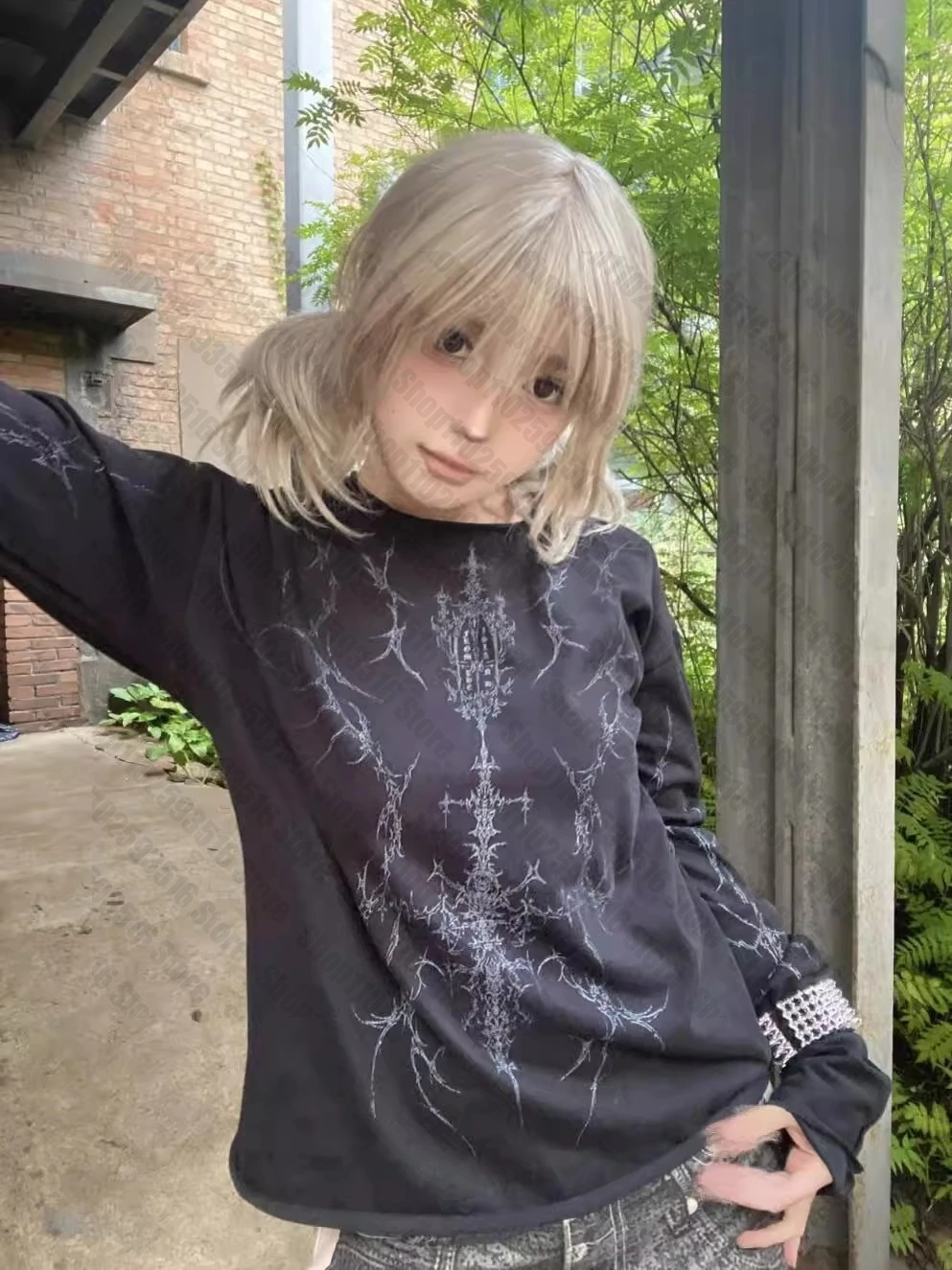 تي شيرت نسائي Y2k ملابس علوية للسيدات Trashy Y2k 2000s تي شيرت للنساء تي شيرت نسائي Kawaii Kpop الجرونج ملابس قوطية إيمو #3