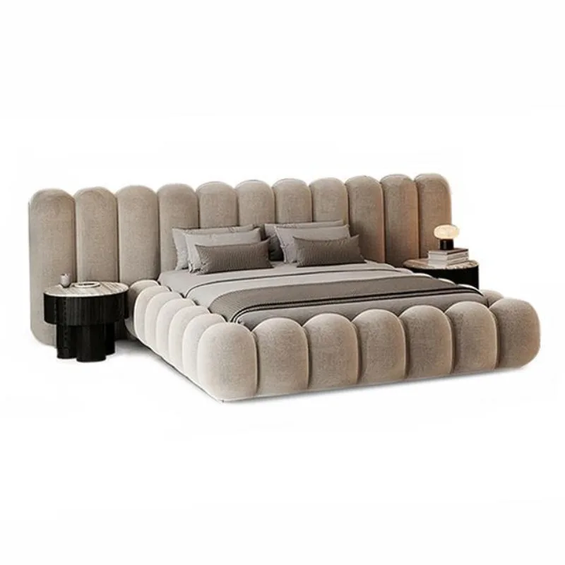 

Italian minimalist piano keys fabric bed master bedroom widescreen 1.8 meters double bed apartment rental bedroom furniture